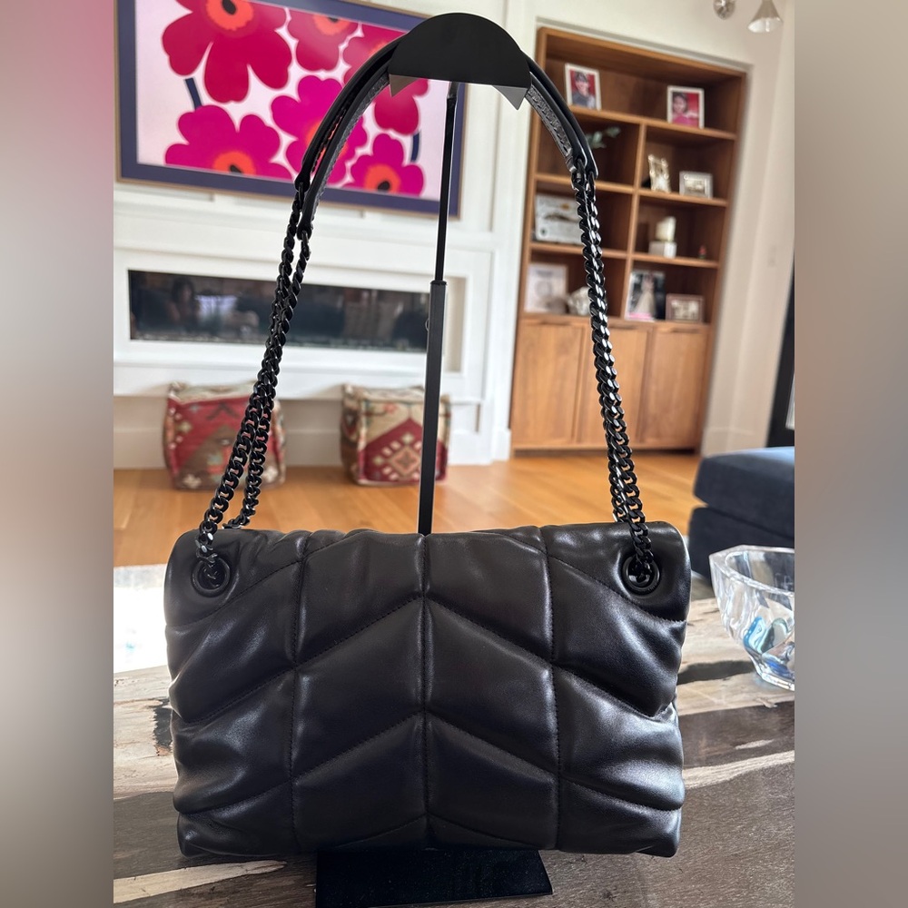 Saint Laurent Black Quilted Loulou Shoulder Bag with Chain Straps - Picture 5 of 5